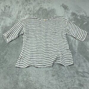 Paper Lace Womens Striped Linen Top OS 6706
